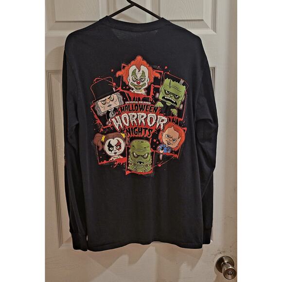 Universal Studios Halloween Horror Nights Screamer T shirt MEDIUM LS Black HHN - Picture 2 of 8